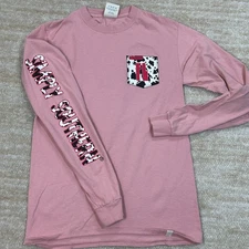 Simply Southern Womens Top Shirt Medium Pink Long Sleeve Florida Girl Cow