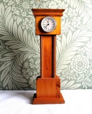 Vintage 15" Tall Wooden Grandfather Clock Styled Quartz Mantle/Shelf Clock