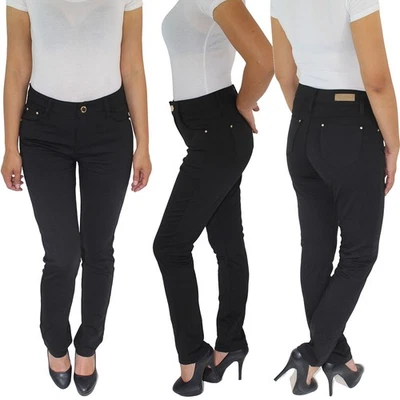 Damen Leggings Jeggings Treggings Stretch Hüft Skinny Röhren Hose Schwarz S-4XL - Bild 1 von 4