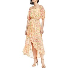 bar III Womens Belted Long Maxi Dress Yellow XL