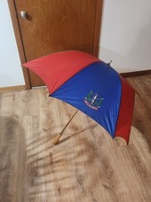 Vintage British Open Golf Umbrella. Multicolor. Wooden Handle Inshape Of Iron.