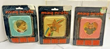 Vtg (3) Mag-Neato Plastic Mini Picture Frame Fridge Magnet Stand Hang Hong Kong
