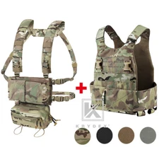 KRYDEX 2 in 1 Tactical Vest Low Vis Slick Plate Carrier & MK3 Chest Rig Placard