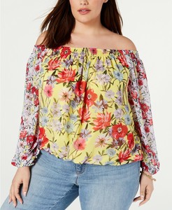 yellow off the shoulder top plus size
