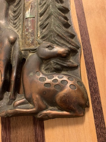 Vintage copper wall hanging plaque deer fawn rustic patina - Picture 3 of 12