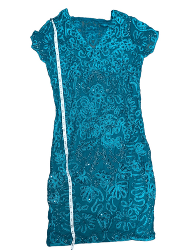 JS Collections, Turquoise Beaded Bodycon Cocktail Dress, Size 4, NWT. - Picture 13 of 13