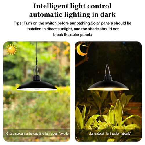 4x Utility LED Solar Power Pendant Lights Outdoor Indoor Garden Yard Shed Lamp - Picture 9 of 19