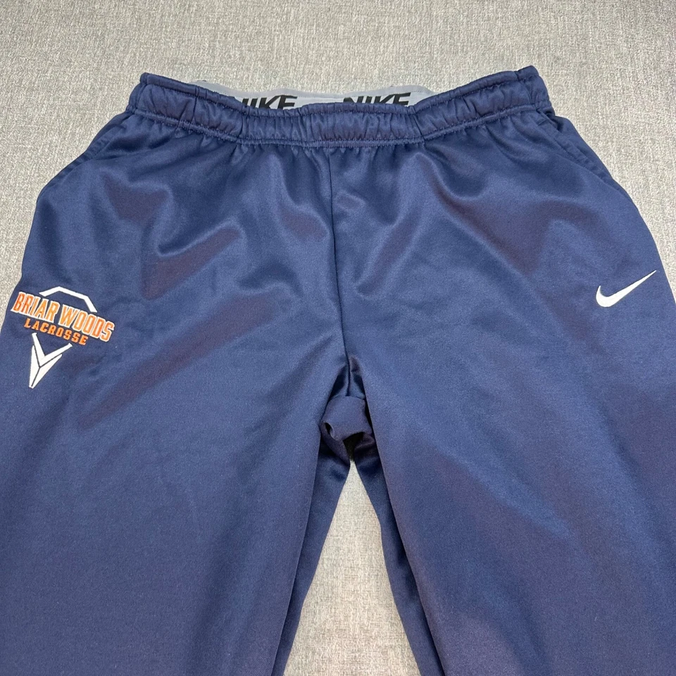 Винтажные мужские тренировочные штаны Nike 2XL синие прямые из корня дерева лакросс свуш флис - Изображение 2 из 4