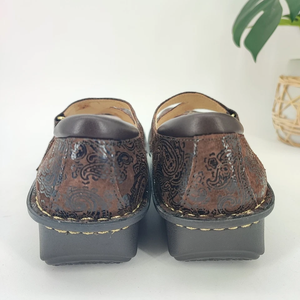 Alegria Mujer Floral Repujado Mary Jane Cuero Marrón Planos Talla 8 Foto 3 de 4