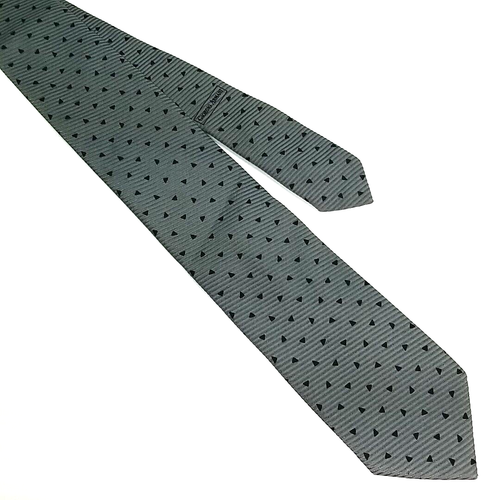 Vtg Giorgio Armani Luxury Narrow Tie Gray Geometric Pattern Necktie 57" x 3" - Picture 4 of 7
