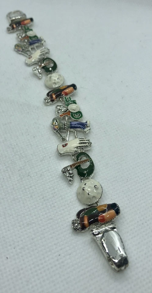Multi Charms Enamel And Rhinestones Golf  Bracelet - Image 3 of 4