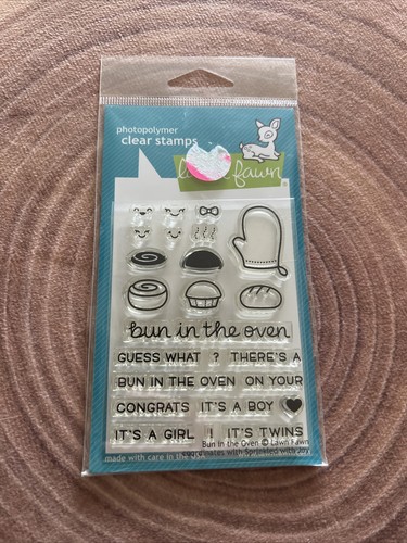 Lawn Fawn BUN IN THE OVEN Stamps Crafts Cards RARE NEW