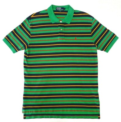 red yellow green striped shirt