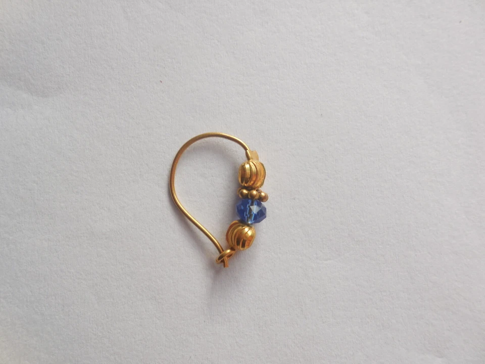 Anillo nariz indio con cuentas Maharashtrian Nath piercing joyería de moda Foto 3 de 4