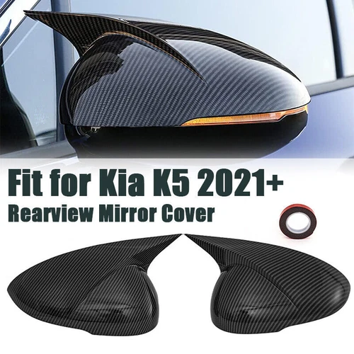 Carbon Fiber OX Horn Rearview Side Door Mirror Cover Cap For Kia K5 2020-2021