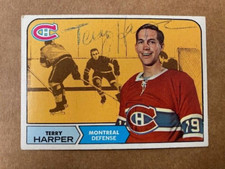 Terry Harper Signed 1968-69 Topps Hockey Card with COA
