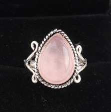 Natural Rose Quartz Gemstone Ring All Size 925 Sterling Silver Jewelry Gift DZ