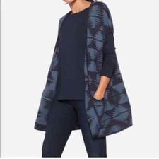 NWT Pendleton Navy/Blue Heritage Horizon AZTEC Open Sweater Jacket Women's XS/S