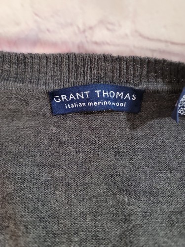 Grant Thomas Italian Merino Wool Gray Long Sleeve Pull Over Sweater Mens Size M - Picture 2 of 4