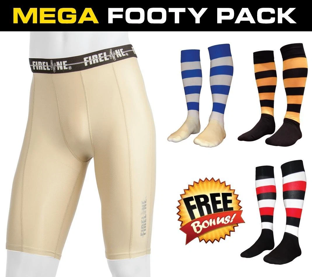 Mens Youth Compression Shorts Football Running Skins Training Pants Footy Socks