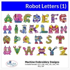 Embroidery Design Set -Robot Letters 1 - 26 Designs - 9 Formats - USB Stick