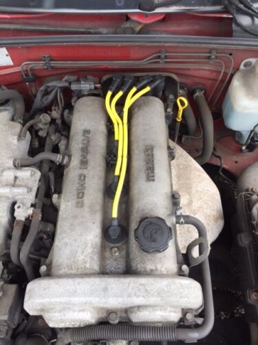 HT leads and spark plugs set 8mm yellow Mazda MX5 mk2 NB 1.6 1.8 plug wires - Picture 3 of 5