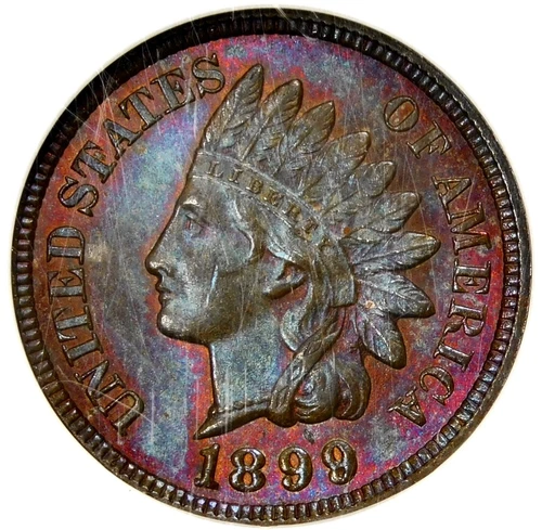 🐸CAC🐸🤎💜❤️‍🔥😍NGC MS64 BN 1899 INDIAN HEAD CENT