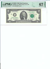 2013 $2 FRN FR1940-L* PMG 67 EPQ, San Francisco * Note S/N L03443863*!!!