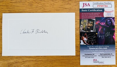 Charles Richter Signed Autographed 3.5 x 5.75 Card JSA Certified Richter Scale