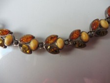 Bracelet Ancien avec Pierres d'Ambre Multicolores Argent 925