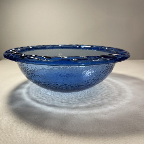 Fire & Light Recycled Glass Cobalt Blue Seagrass Pasta Salad Bowl 9"x3” Heavy - Picture 4 of 13