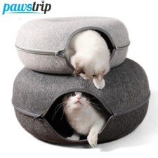 EXTRA LARGE Cat Cave Tunnel Bed for Indoor Cats Cat Donut Basket House