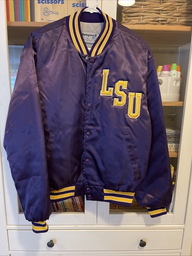 Vintage 80s Swingster LSU Louisiana State University Purple Satin Jacket Sz L - Picture 16 of 24