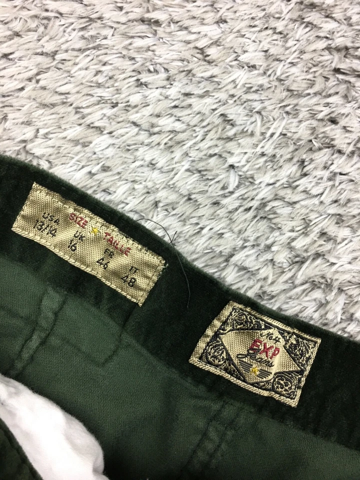 Pantalones chinos Express de gamuza de algodón para mujer talla 13/14 verdes cónicos ajustados suaves Foto 4 de 4