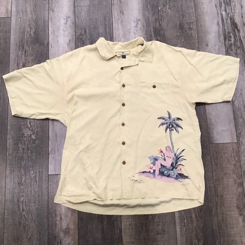Camicia Tommy Bahama uomo extra large seta bottoni palma hawaiana hula floreale - Foto 2 di 12