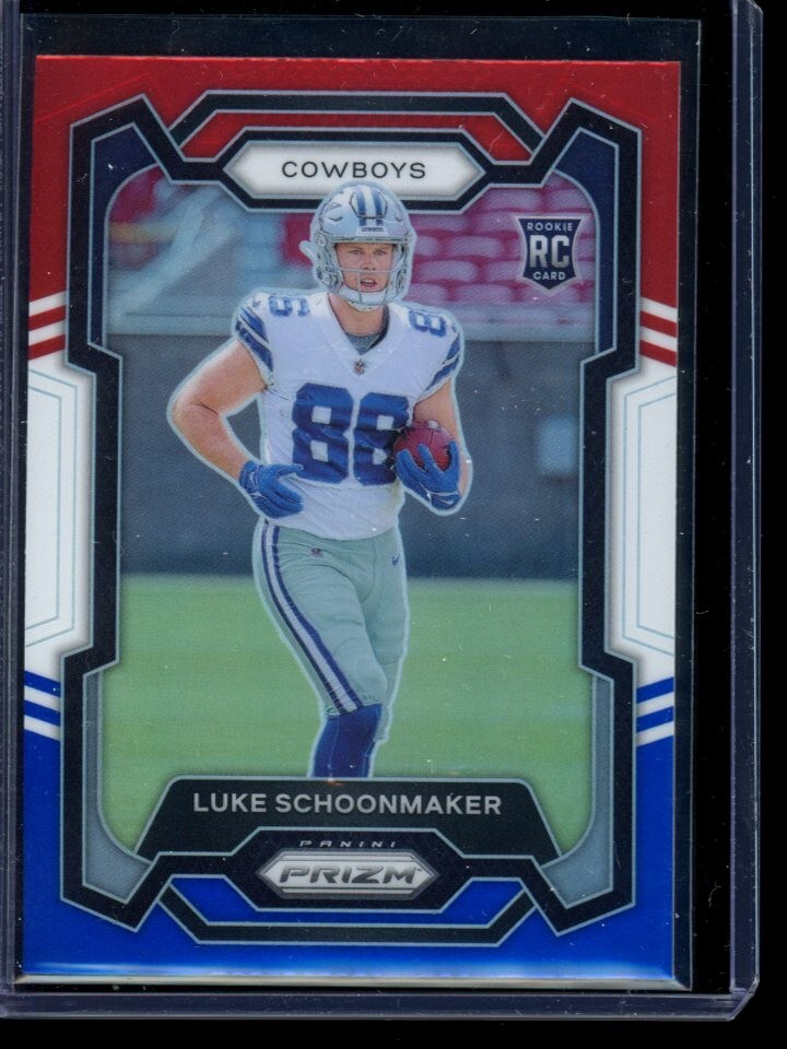 2023 Prizm Football Luke Schoonmaker Red White Blue Prizm Rookie #325 - Cowboys