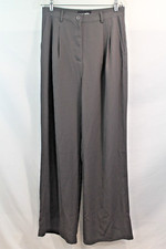 Fashion Nova Pants Abbot Kinney Womens L Charcoal Pleated High Rise Wide Leg