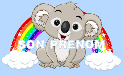AUFKLEBER STICKER REGENBOGEN KOALA PERSONALISIERTER VORNAME WAND KINDERZIMMER