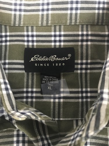 Men's Eddie Bauer Long Sleeve Green Plaid Button Front Shirt - Size XLT NWOT - Picture 5 of 7