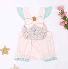 Boutique Pumpkin Baby Girls Blue Short Sleeve Romper Jumpsuit