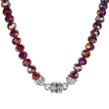 KIRKS FOLLY Divine Beaded 10mm Magnetic Interchangeable Necklace ST/Ruby Red #31