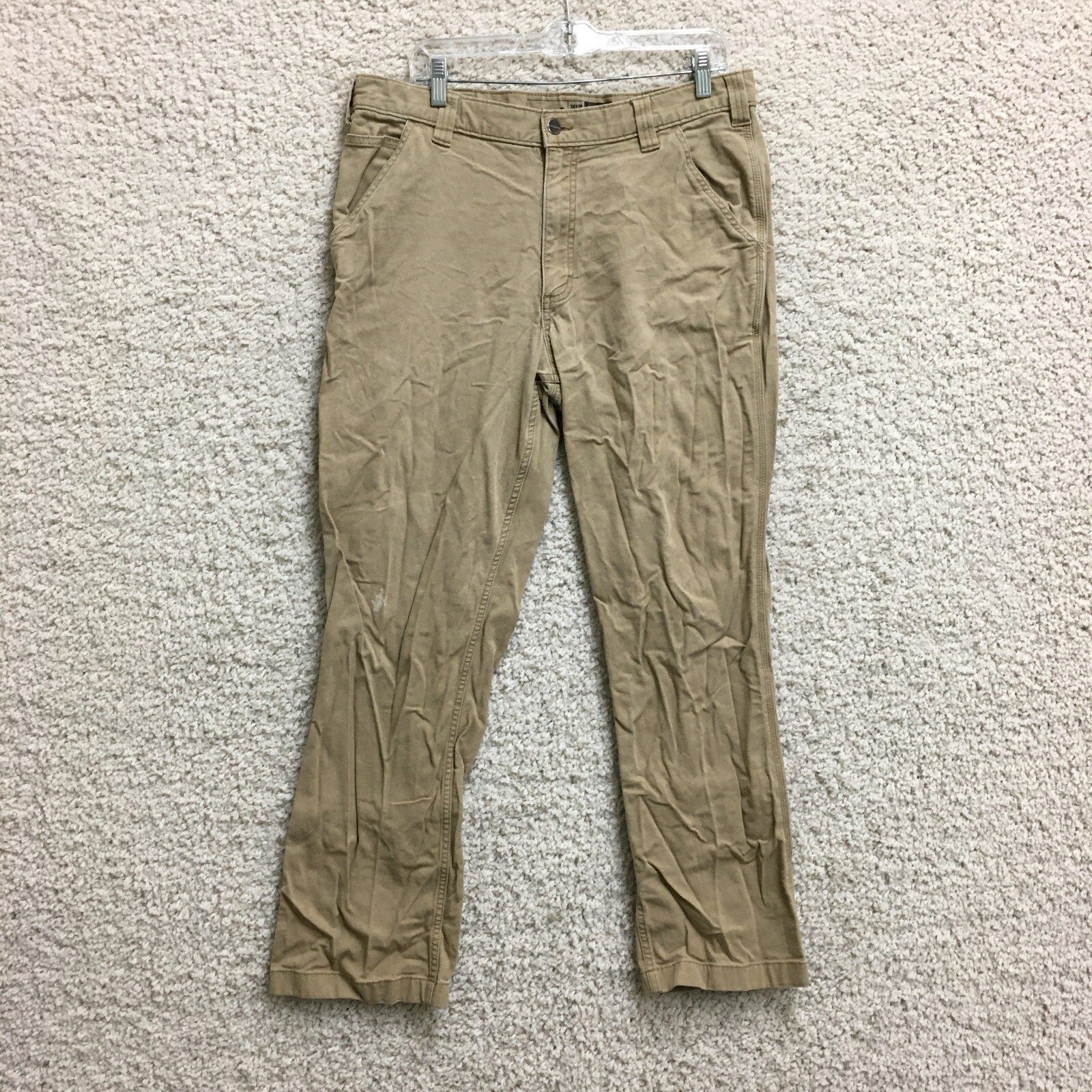 Carhartt Mens Relaxed Fit Rugged Flex Work Pants 36x32 Brown Canvas Straight Leg