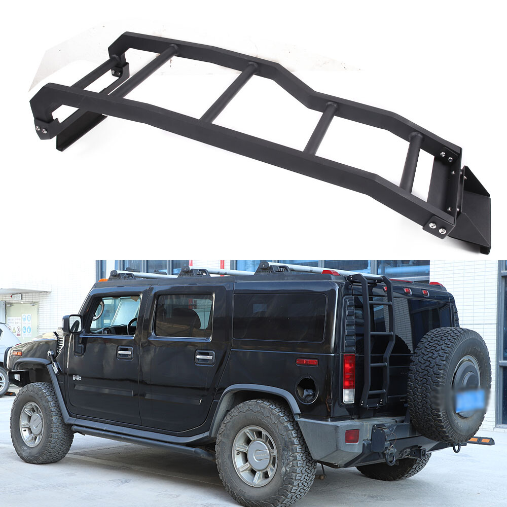 Black Alloy Rear Tail Door Roof Ladder Climb Basket For Hummer H2