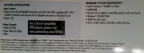 Pinnacle Express (2001) - Home Movies to CD & DVD - Windows 98/2000 - Very Rare - Picture 4 of 4