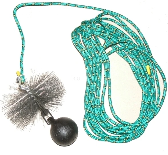 BIRNEPOWER Reinigungsset Kaminbesen aus Stahl Schornsteinbesen Zugseil Zuggewicht 1,9kg