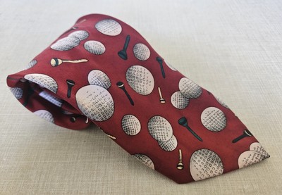 George Red Golfball & Tee Golf Seidenkrawatte