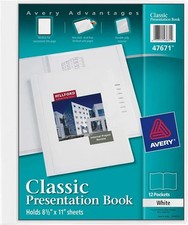 Classic Presentation Book White Polypropylene 8.5x11in 1 Book/EA - 1EA