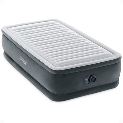 Intex Dura-Beam Deluxe 18'' Twin Size Air Mattress with Built-in Twin, Grey