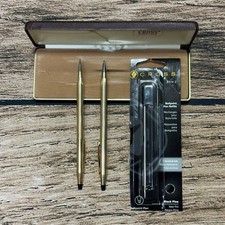 Vintage Cross 10K Gold Filled Ballpoint Pen Mechanical Pencil Set Case Refill
