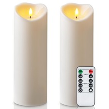 4  x 12  Large Outdoor Candles with Timer Waterproof, Flickering Flameless Ca...